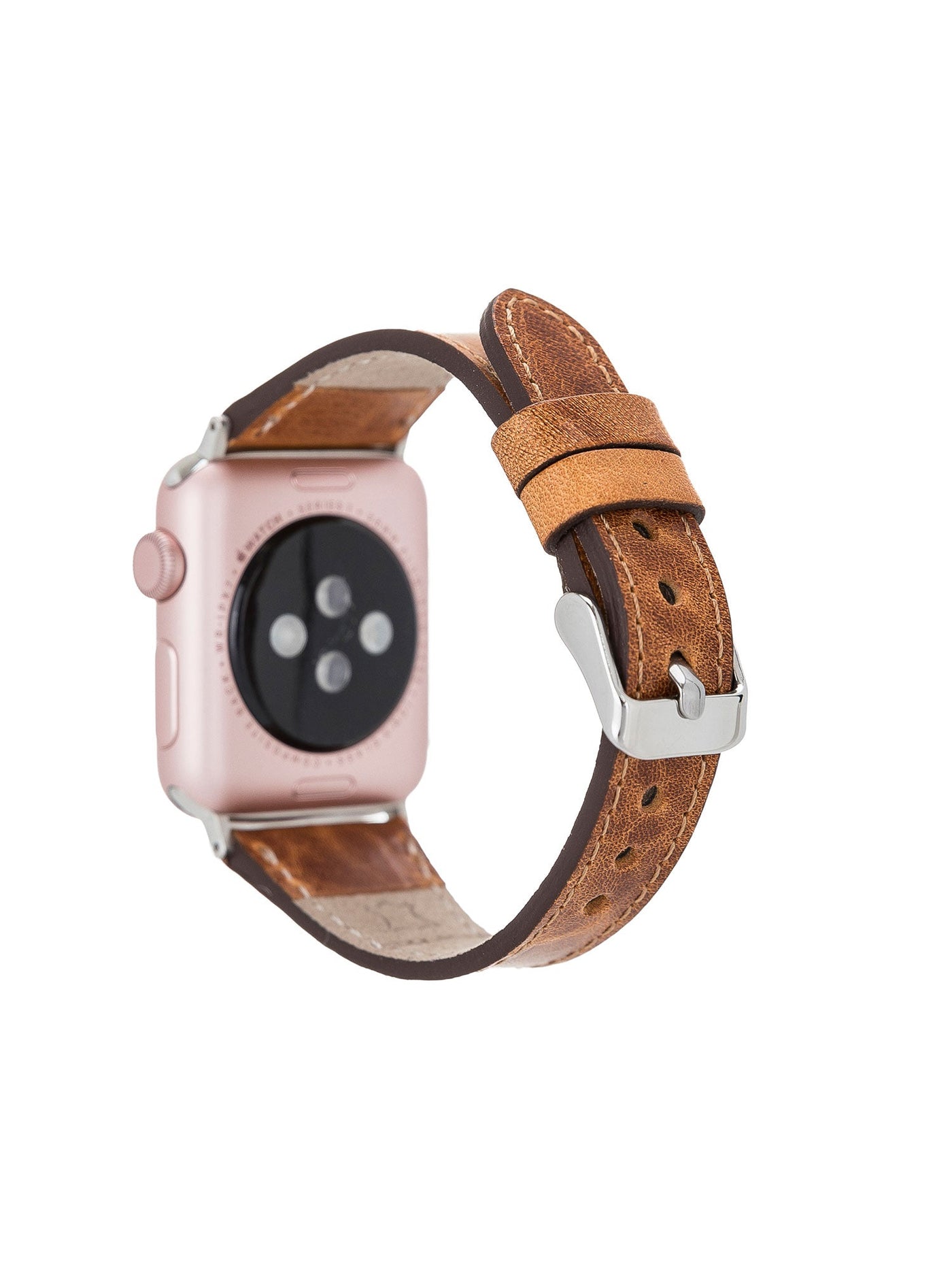 Armband i äkta läder för Apple Watch från Bouletta Slim 42-44 MM Brun #color_color_kamelbrun