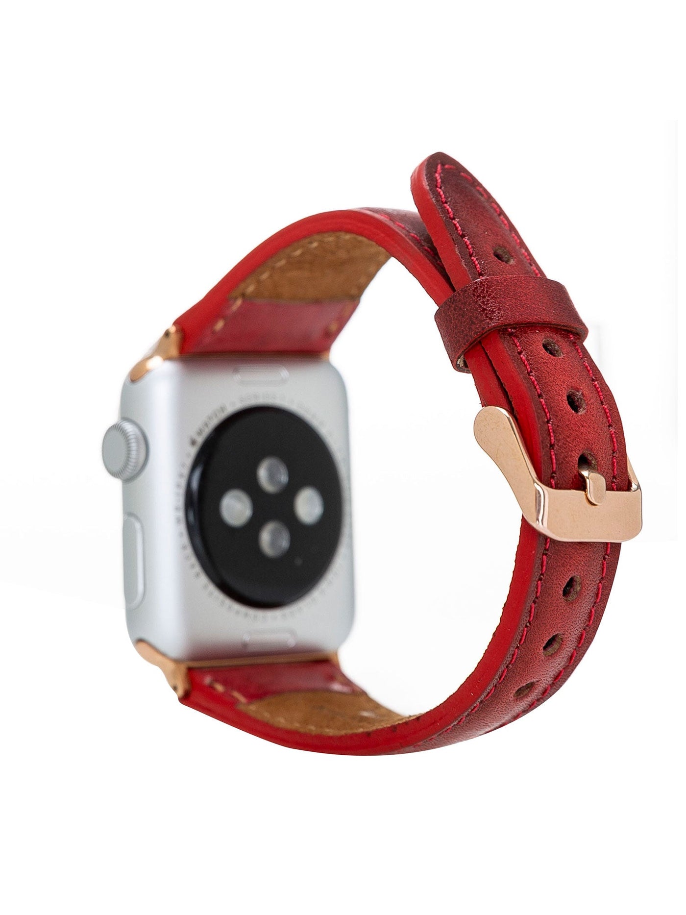 Armband i äkta läder för Apple Watch från Bouletta Slim 42-44 MM Karmosin #color_karmosin