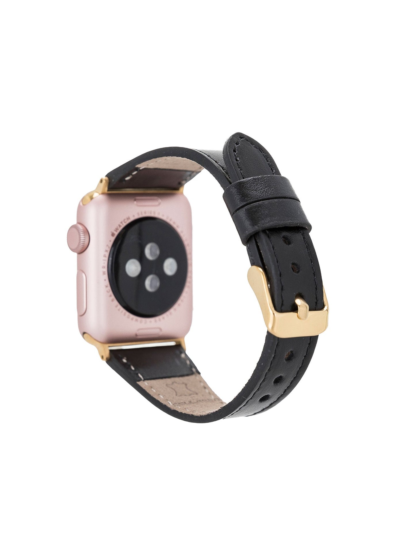 Armband i äkta läder för Apple Watch från Bouletta Slim 42-44 MM Svart #color_svart