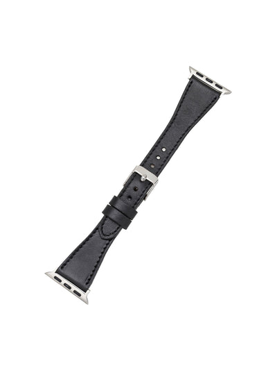 Armband i äkta läder för Apple Watch från Bouletta Slim 42-44 MM Svart #color_svart