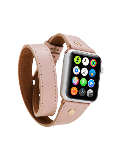 ARMBAND I ÄKTA LÄDER FÖR APPLE WATCH Dubbel Sladd från Bouletta Beige#color_beige