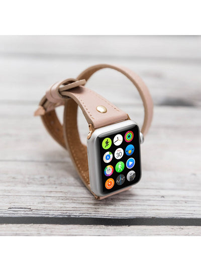 ARMBAND I ÄKTA LÄDER FÖR APPLE WATCH Dubbel Sladd från Bouletta Beige#color_beige