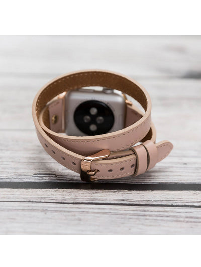 ARMBAND I ÄKTA LÄDER FÖR APPLE WATCH Dubbel Sladd från Bouletta Beige#color_beige