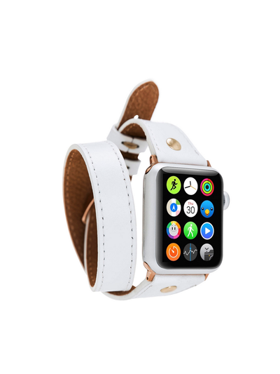 ARMBAND I ÄKTA LÄDER FÖR APPLE WATCH Dubbel Sladd från Bouletta Vit #color_vit