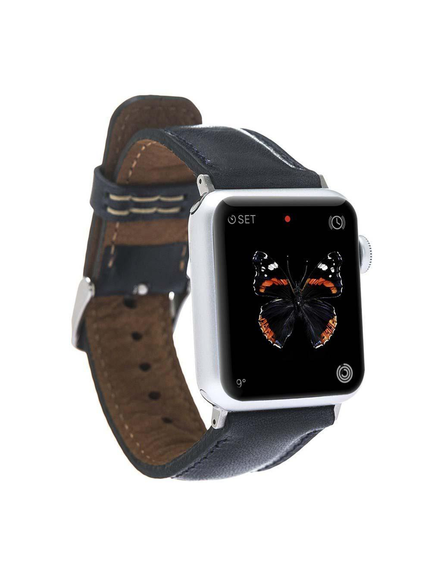 Klassiskt läderarmband för Apple Watch 42/44/45 mm från Bouletta Denim #color_denim