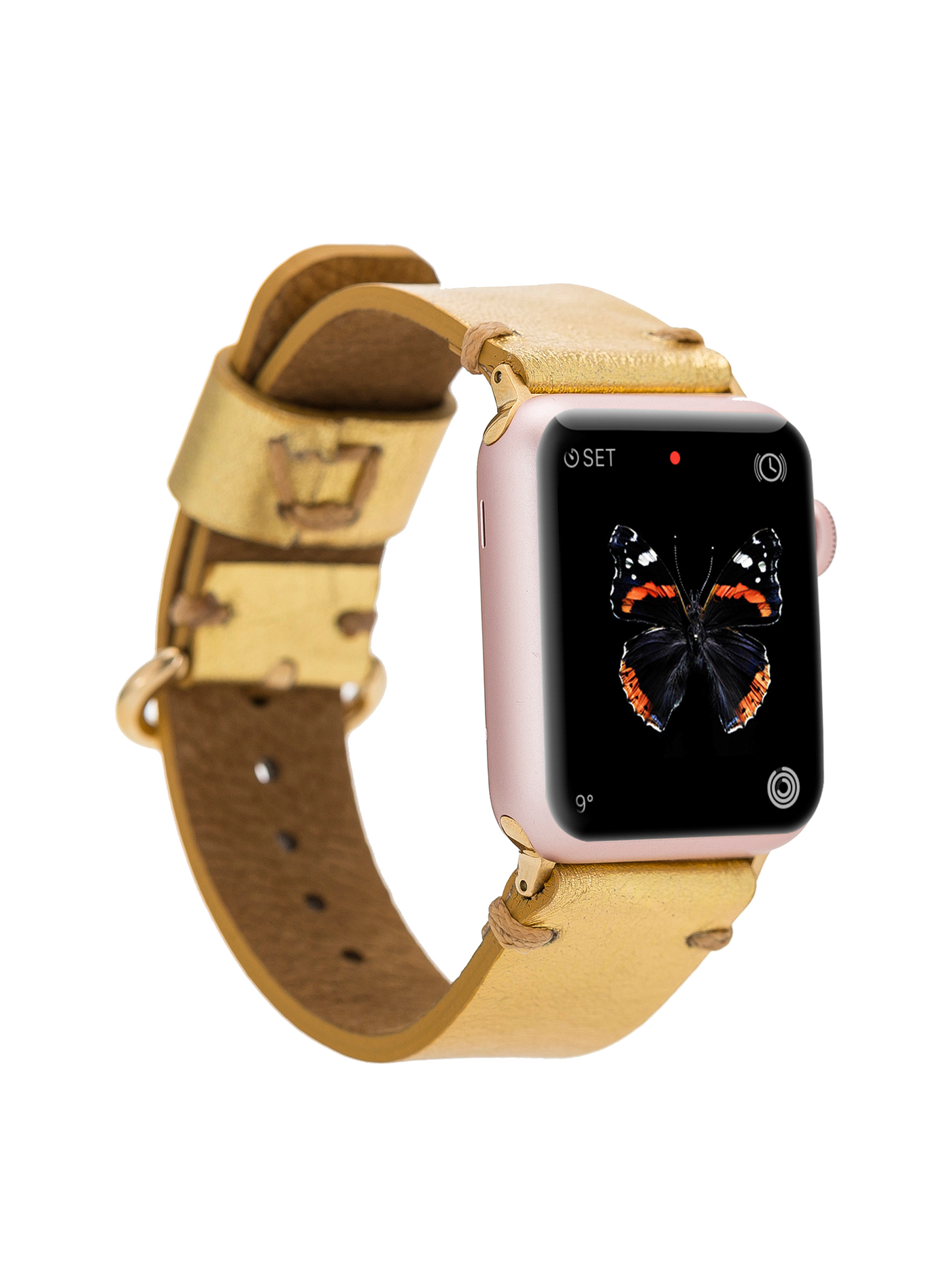 Klassiskt läderarmband för Apple Watch 42/44/45 mm från Bouletta Guld #color_guld