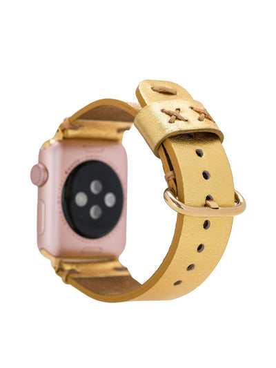 Klassiskt läderarmband för Apple Watch 42/44/45 mm från Bouletta Guld #color_guld