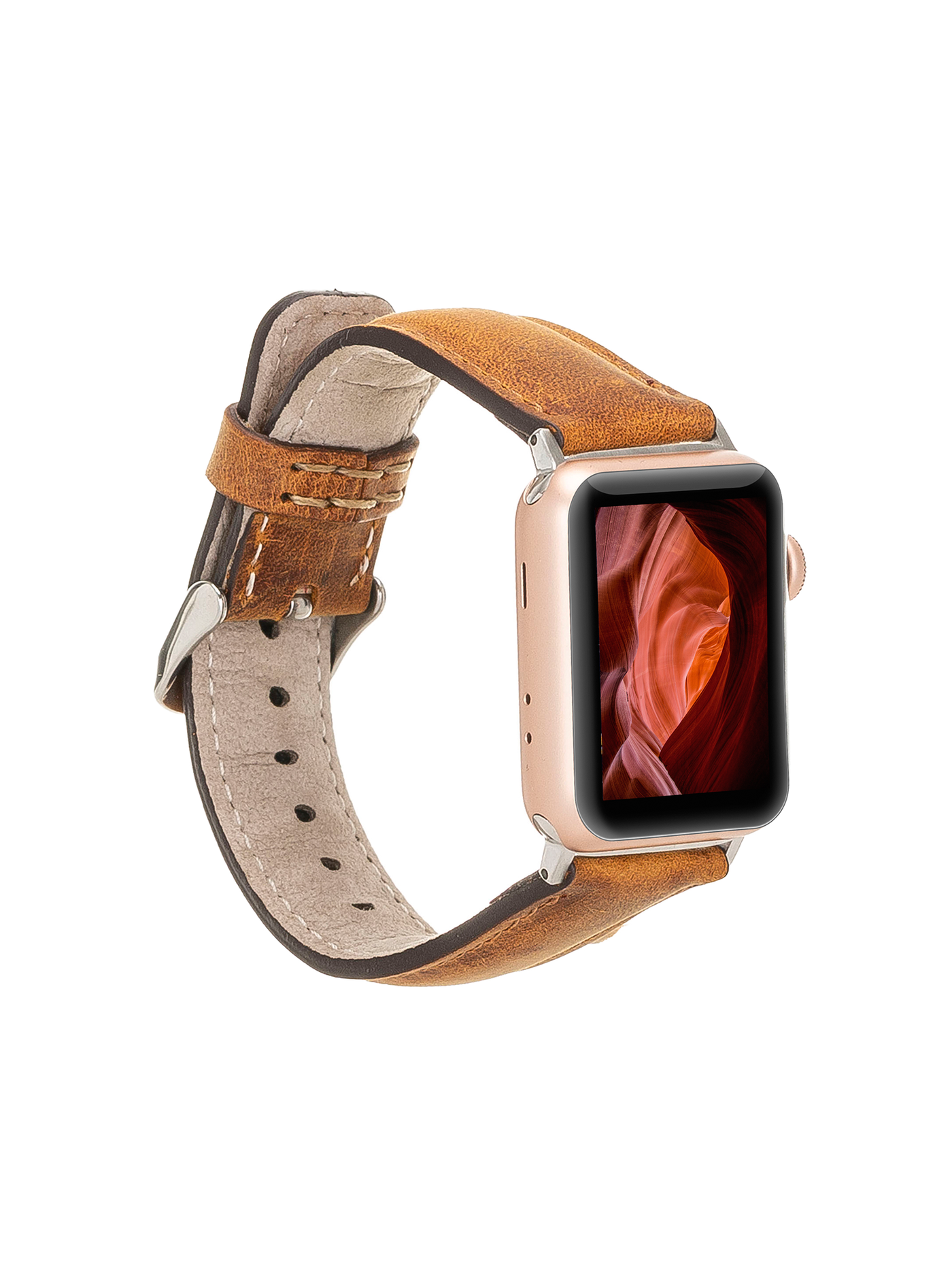 Klassiskt läderarmband för Apple Watch  42/44/45 mm från Bouletta  Kamelbrun #color_kamelbrun