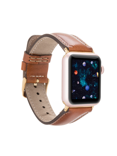 Klassiskt läderarmband för Apple Watch 42/44/45 mm från Bouletta Konjak Brun #color_konjak-brun