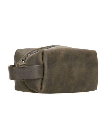 Makeup väska handgjord i äkta-läder Från Bouletta-EVE Large Oliv #color_oliv