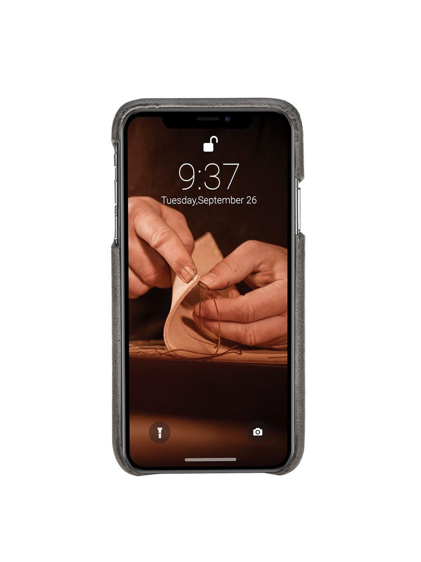 Mobilskal i äkta läder för Apple iPhone XR från Bouletta Angus- Granit #color_granit