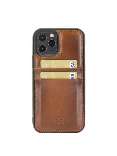Mobilskal med korthållare i äkta läder för Apple iPhone 12 Pro Max från Bouletta Angus-Konjak Brun #color_konjak-brun