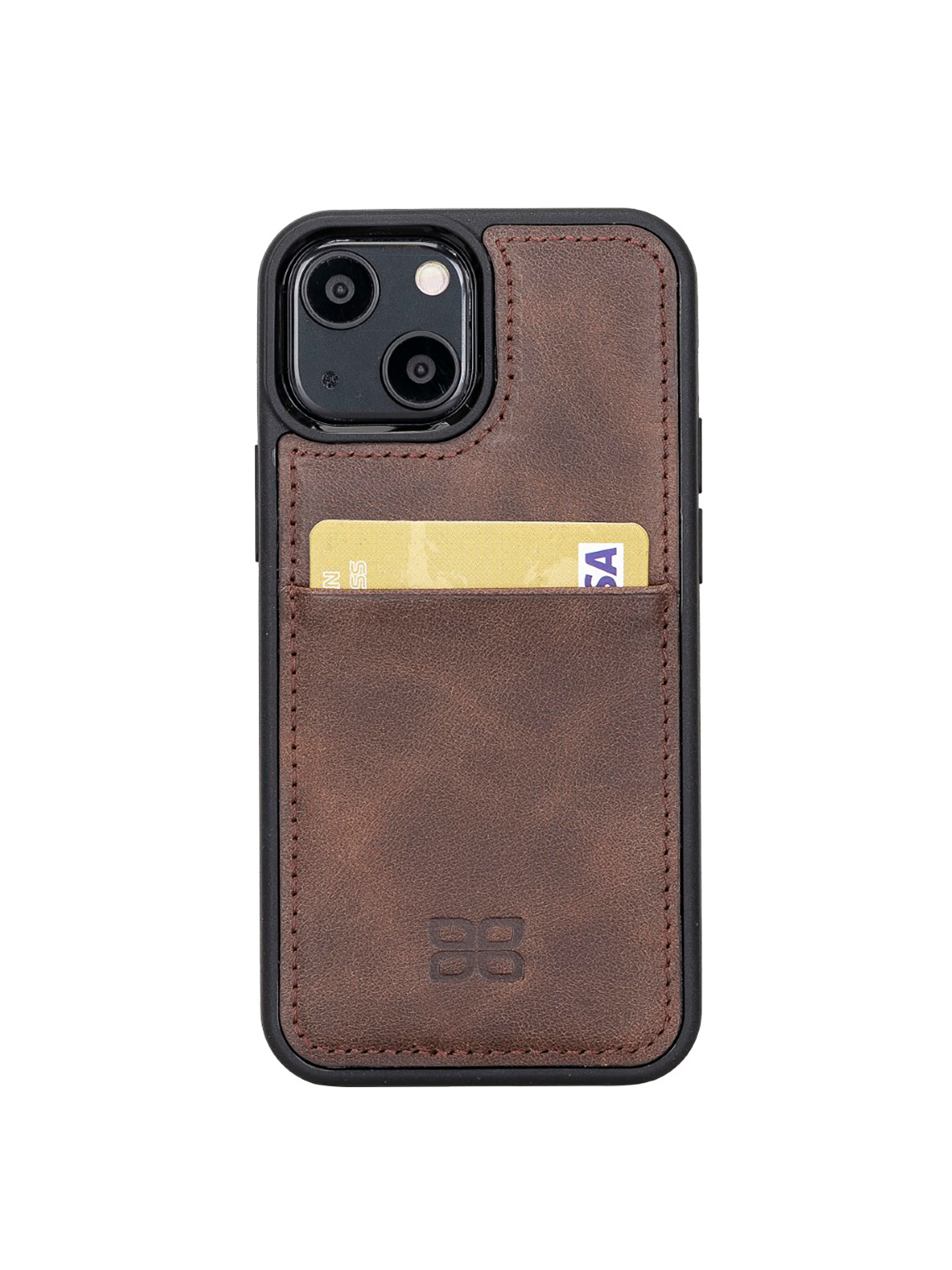 Mobilskal med korthållare i äkta läder för Apple iPhone 13 Mini från Bouletta Angus-Vintage-Brun #color_vintage-brun