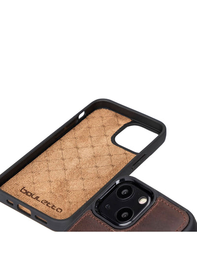 Mobilskal med korthållare i äkta läder för Apple iPhone 13 Mini från Bouletta Angus-Vintage-Brun #color_vintage-brun