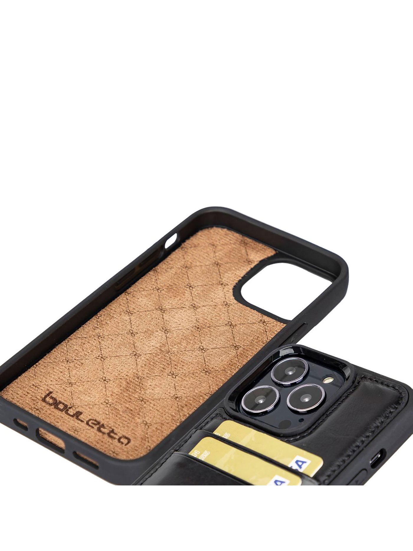 Mobilskal med korthållare i äkta läder för Apple iPhone 13 Pro från Bouletta Angus-Svart #color_svart