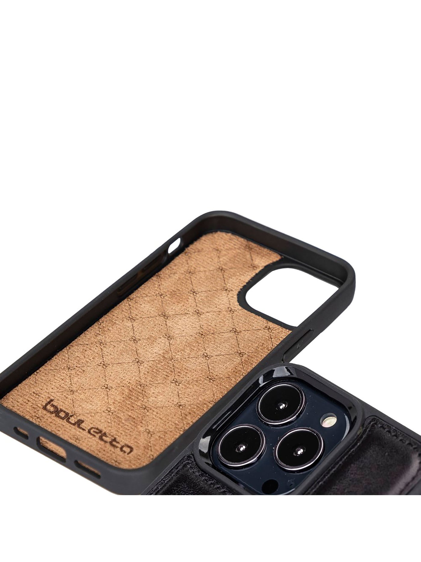 Mobilskal med korthållare i äkta läder för Apple iPhone 13 Pro Max från Bouletta Angus-Svart #color_svart