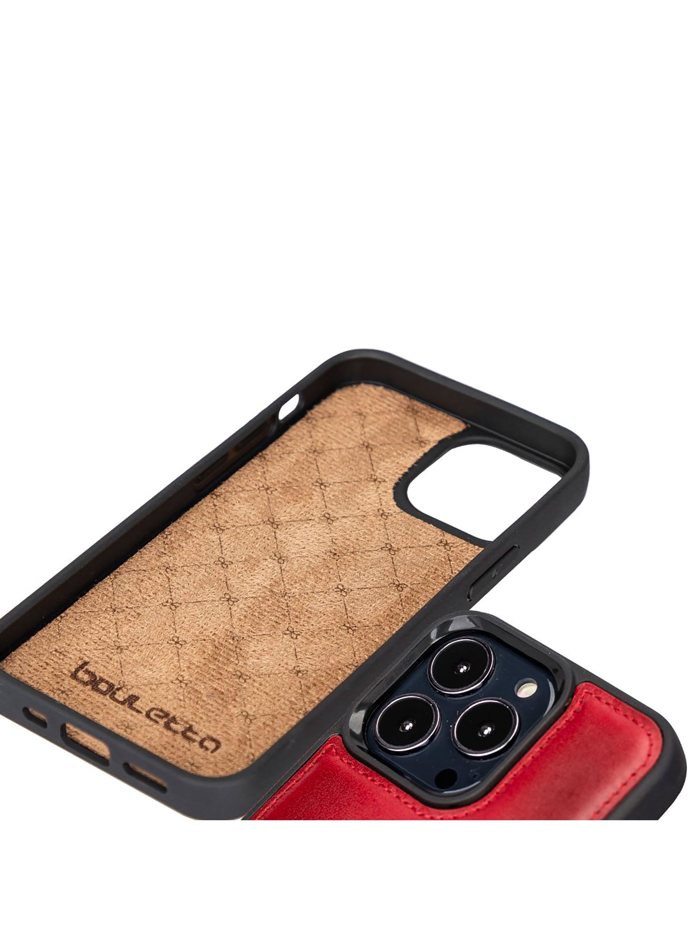 Mobilskal med korthållare i äkta läder för Apple iPhone 13 Pro från Bouletta Angus-Karmosin #color_karmosin