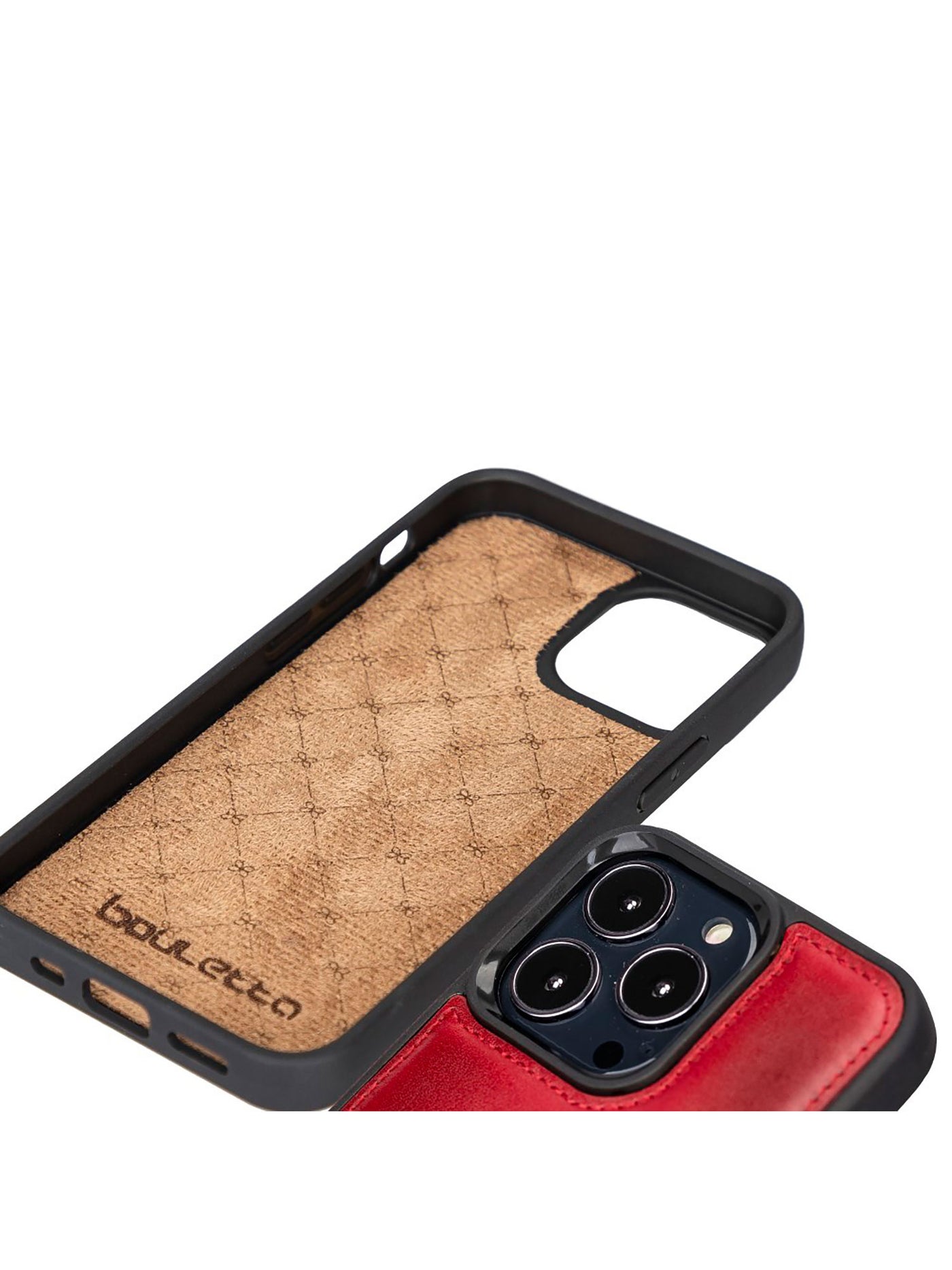 Mobilskal med korthållare i äkta läder för Apple iPhone 13 Pro Max från Bouletta Angus-Karmosin #color_karmosin