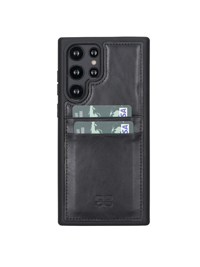 Mobilskal med korthållare i äkta läder för Samsung Galaxy S22 Ultra från Bouletta Angus-Svart #color_svart