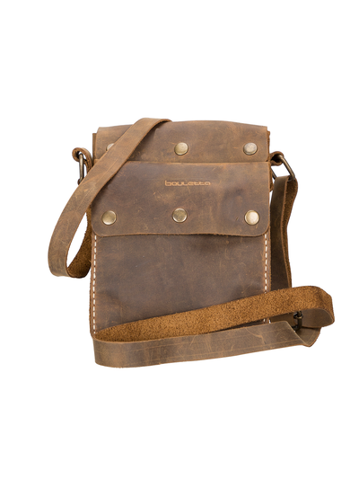 Multifunktionell väska i vintage stil i äkta läder från Bouletta-Antik Kaffe #color_antik-kaffe