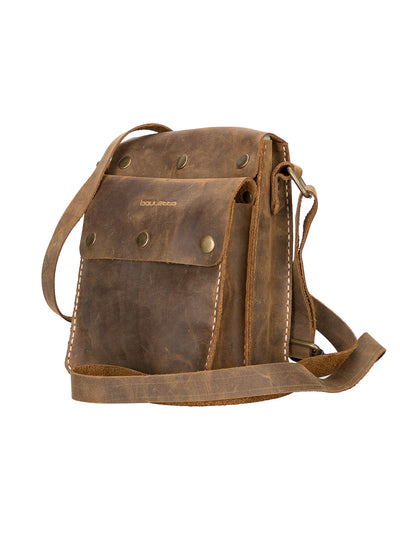Multifunktionell väska i vintage stil i äkta läder från Bouletta-Antik Kaffe #color_antik-kaffe