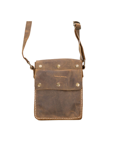 Multifunktionell väska i vintage stil i äkta läder från Bouletta-Antik Kaffe #color_antik-kaffe