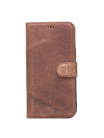 Plånboksfodral i äkta läder för Apple iPhone 13 Pro Max från Bouletta - Antik Brun #color_antik-brun