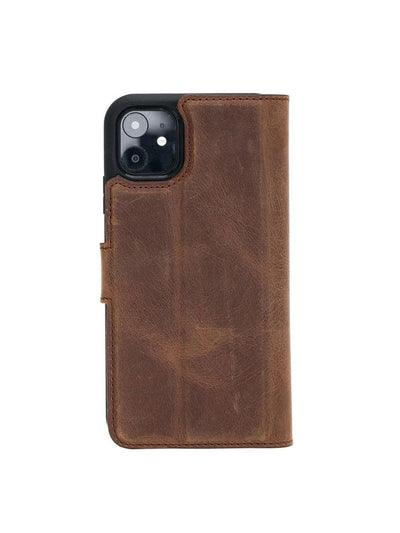 Plånboksfodral med avtagbart magnetskal i äkta läder för Apple iPhone 11 från Bouletta Alpina- Antik-brun #color_antik-brun