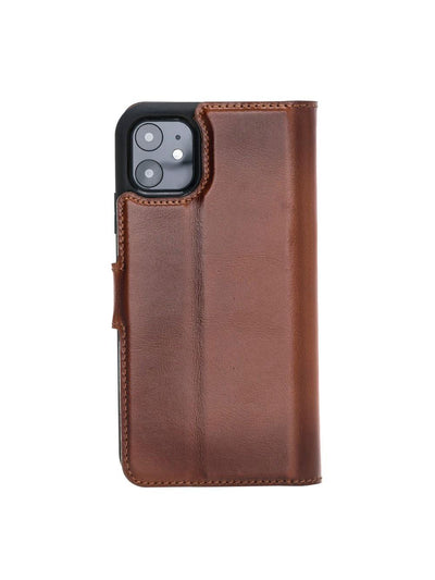 Plånboksfodral med avtagbart magnetskal i äkta läder för Apple iPhone 11 från Bouletta Alpina- Konjak-brun #color_konjak-brun