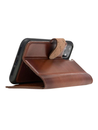 Plånboksfodral med avtagbart magnetskal i äkta läder för Apple iPhone 11 från Bouletta Alpina- Konjak-brun #color_konjak-brun