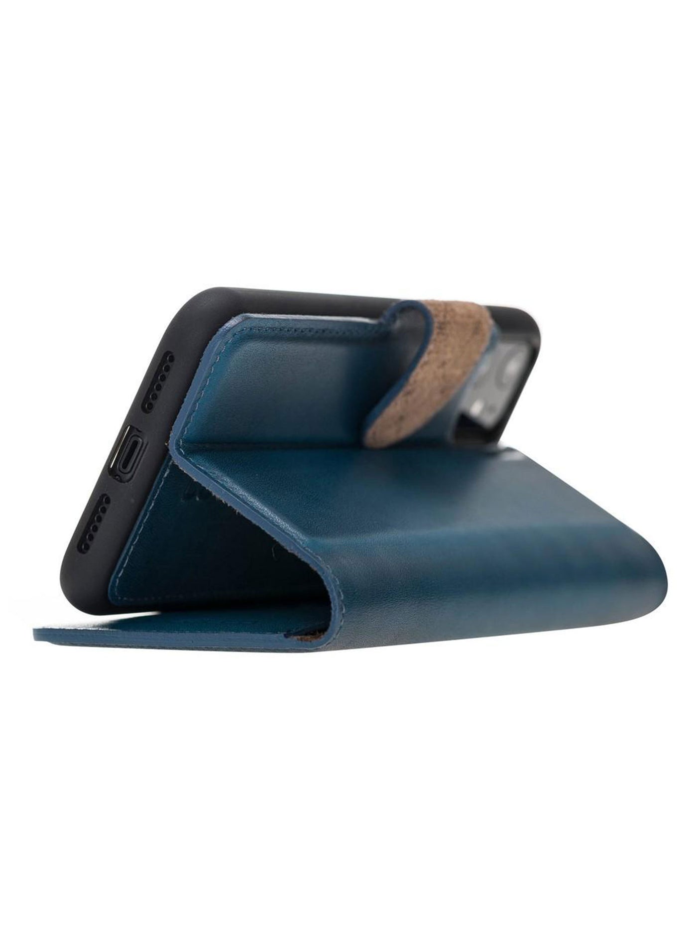 Plånboksfodral med avtagbart magnetskal i äkta läder för Apple iPhone 11 från Bouletta Alpina- Navy#color_navy