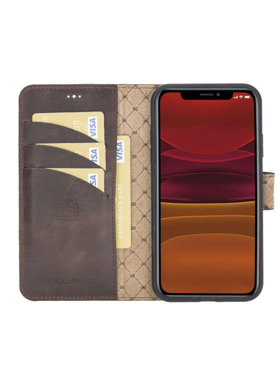 Plånboksfodral med avtagbart magnetskal i äkta läder för Apple iPhone 11 från Bouletta Alpina- Vinatge-Brun #color_vintage-brun