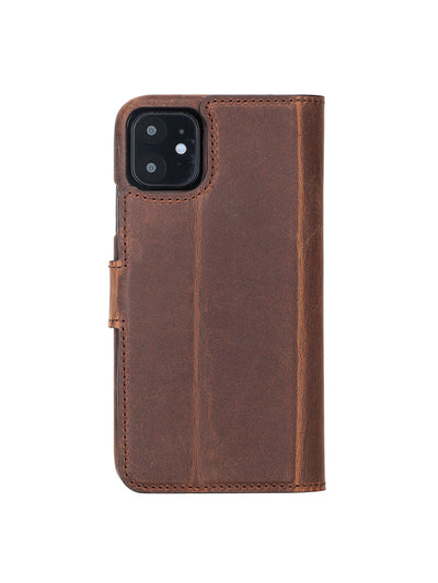 Plånboksfodral med avtagbart magnetskal i äkta läder för Apple iPhone 11 från Bouletta Jersey- Antik Brun #color_antik-brun