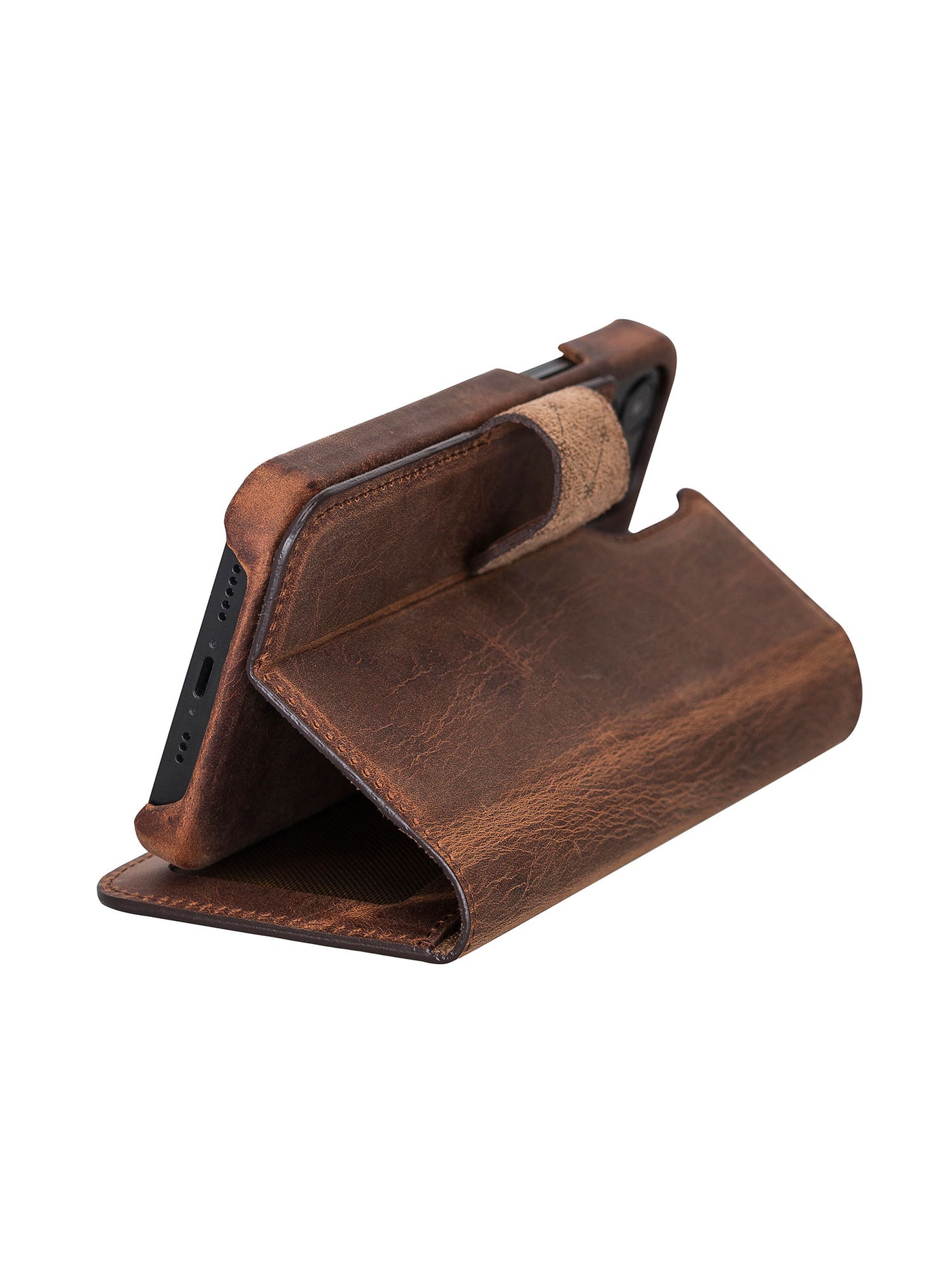 Plånboksfodral med avtagbart magnetskal i äkta läder för Apple iPhone 11 Pro Max från Bouletta Jersey- Antik Brun #color_antik-brun