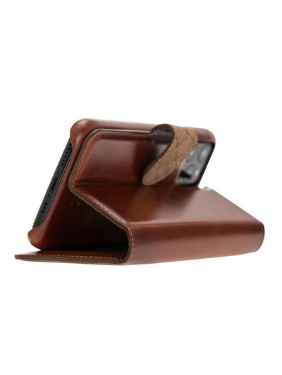 Plånboksfodral med avtagbart magnetskal i äkta läder för Apple iPhone 11 Pro Max från Bouletta Jersey- Konjak Brun #color_konjak-brun