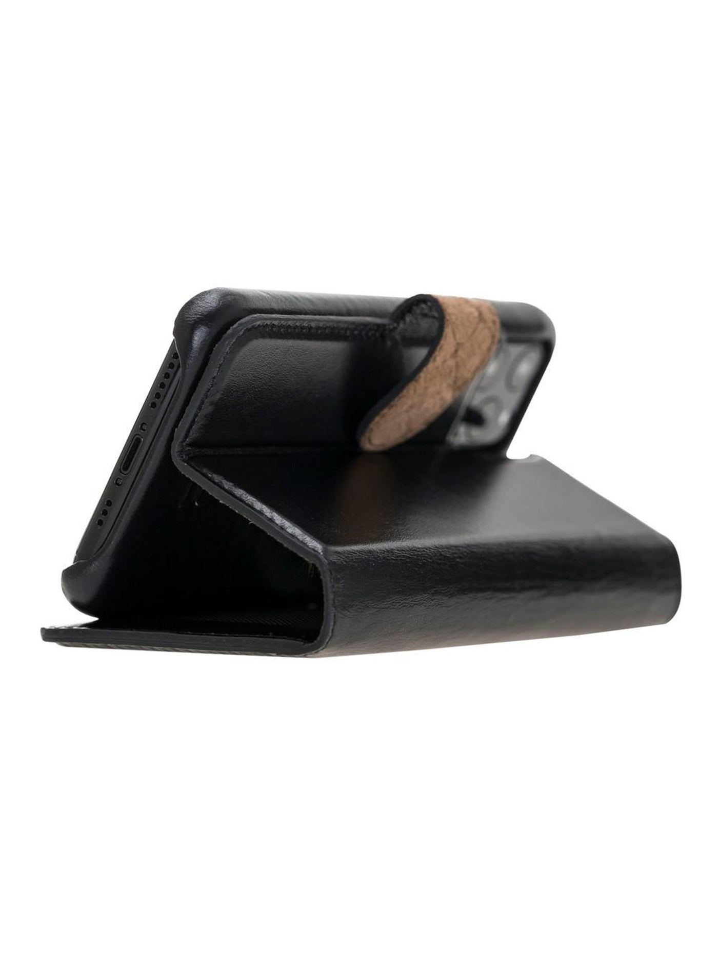 Plånboksfodral med avtagbart magnetskal i äkta läder för Apple iPhone 11 Pro Max från Bouletta Jersey- Svart #color_svart