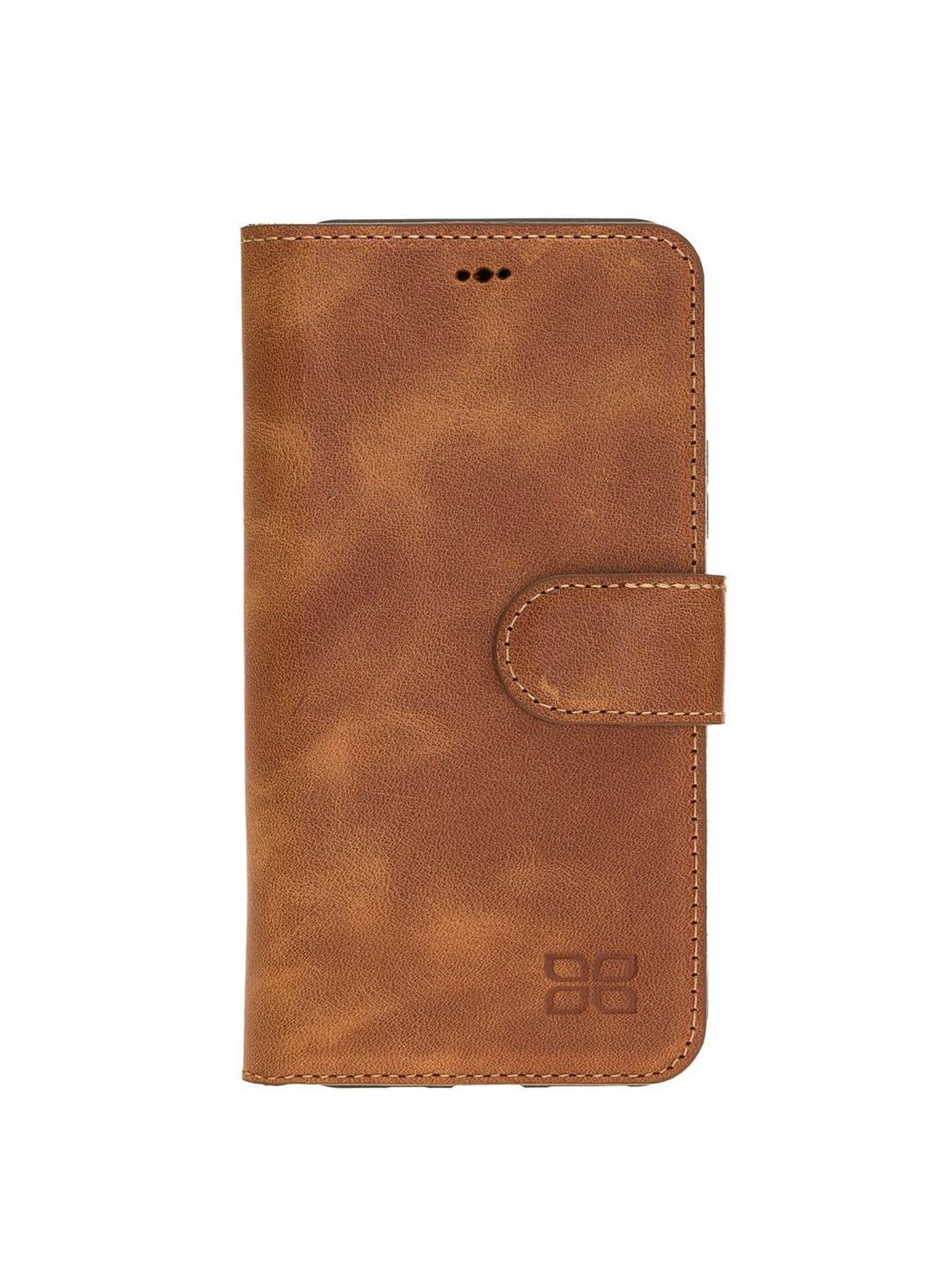 Plånboksfodral med avtagbart magnetskal i äkta läder för Apple iPhone 11 Pro från Bouletta Alpina- Guld-Brun#color_guld-brun