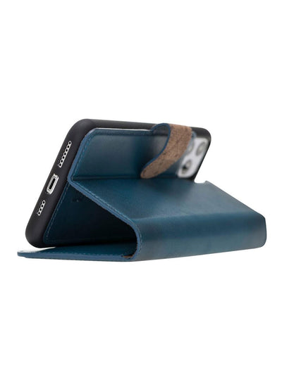 Plånboksfodral med avtagbart magnetskal i äkta läder för Apple iPhone 11 Pro från Bouletta Alpina- Navy#color_navy