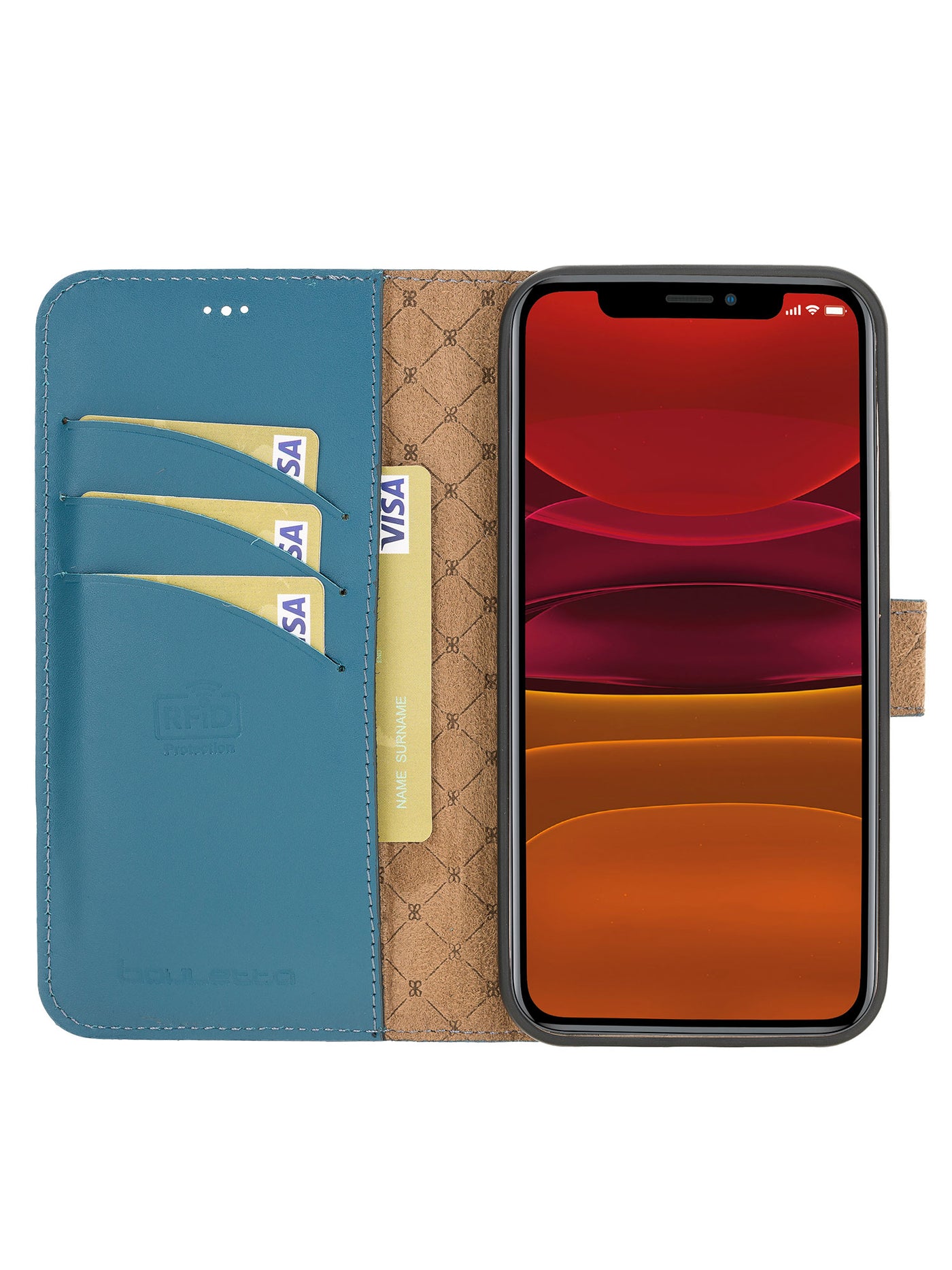 Plånboksfodral med avtagbart magnetskal i äkta läder för Apple iPhone 12 PRO från Bouletta Alpina- Navy #color_navy