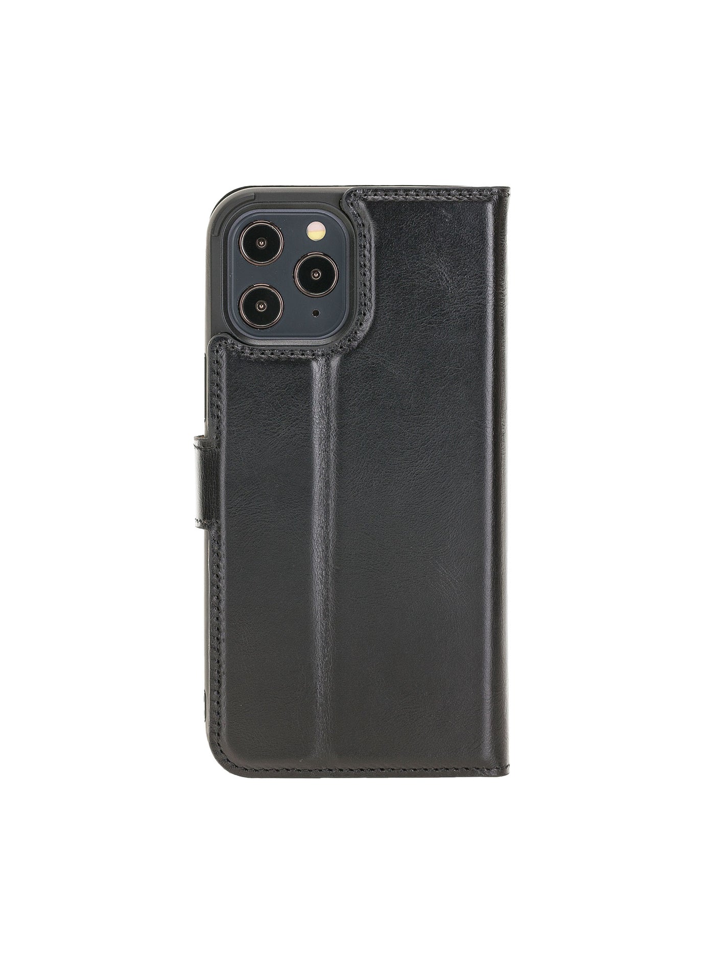 Plånboksfodral med avtagbart magnetskal i äkta läder för Apple iPhone 12 PRO från Bouletta Alpina- Svart #color_svart