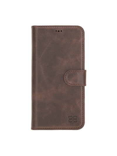 Plånboksfodral med avtagbart magnetskal i äkta läder för Apple iPhone 12 PRO från Bouletta Alpina- Vintage-brun #color_vintage-brun