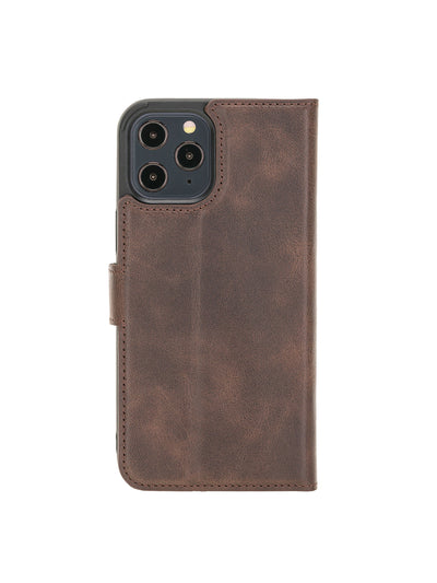 Plånboksfodral med avtagbart magnetskal i äkta läder för Apple iPhone 12 PRO från Bouletta Alpina- Vintage-brun #color_vintage-brun