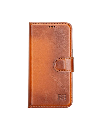 Plånboksfodral med avtagbart magnetskal i äkta läder för Apple iPhone 13 Bouletta Alpina- Konjak-brun #color_konjak-brun