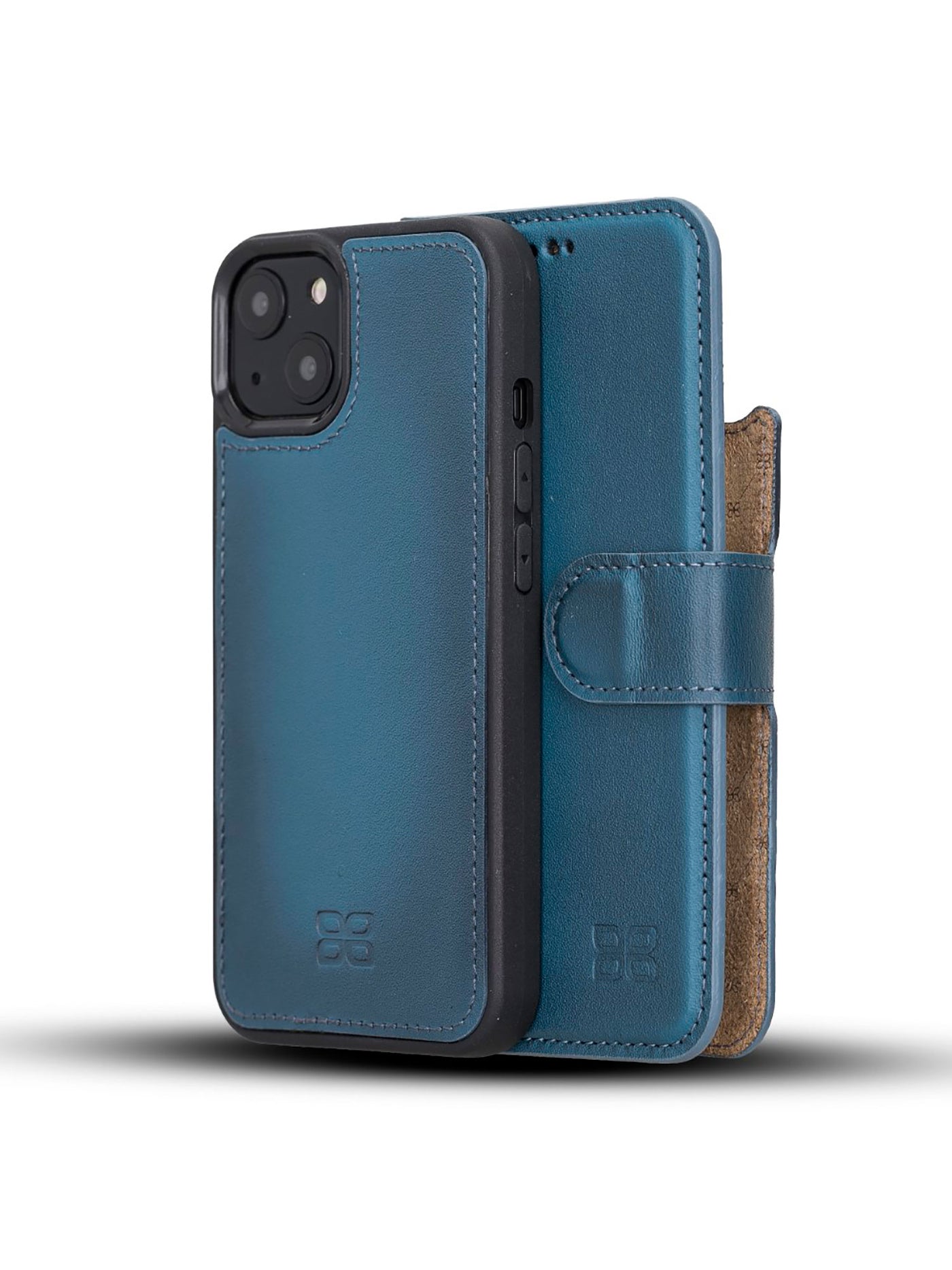 Plånboksfodral med avtagbart magnetskal i äkta läder för Apple iPhone 13 Bouletta Alpina- Navy #color_navy