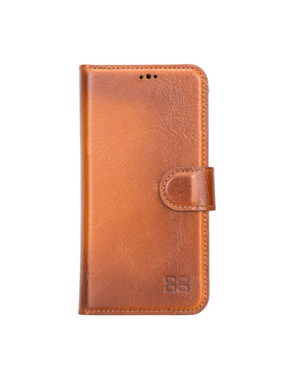 Plånboksfodral med avtagbart magnetskal i äkta läder för Apple iPhone 13 från Bouletta Jersey- Konjak Brun #color_konjak-brun