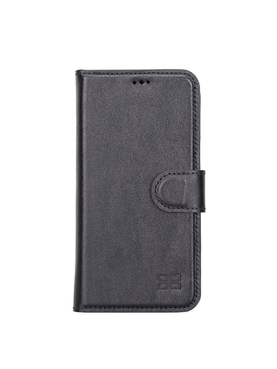 Plånboksfodral med avtagbart magnetskal i äkta läder för Apple iPhone 13 från Bouletta Jersey- Svart #color_svart