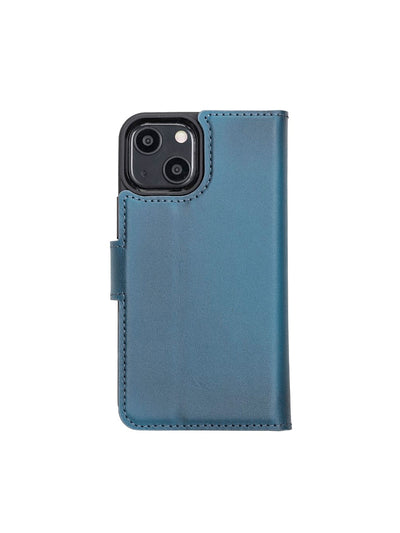 Plånboksfodral med avtagbart magnetskal i äkta läder för Apple iPhone 13 MINI Bouletta Alpina- Navy #color_navy