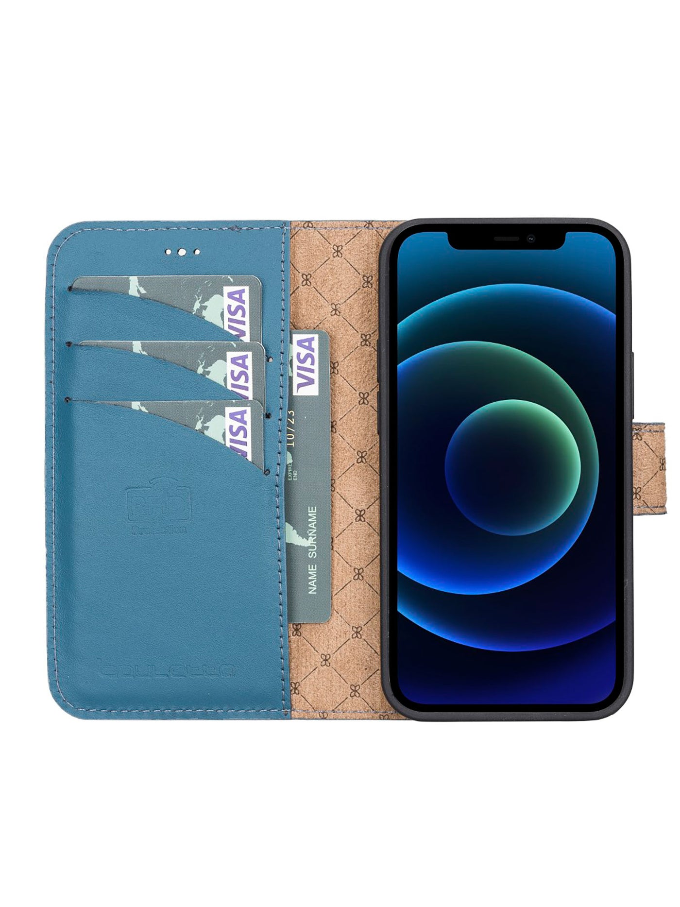 Plånboksfodral med avtagbart magnetskal i äkta läder för Apple iPhone 13 MINI Bouletta Alpina- Navy #color_navy