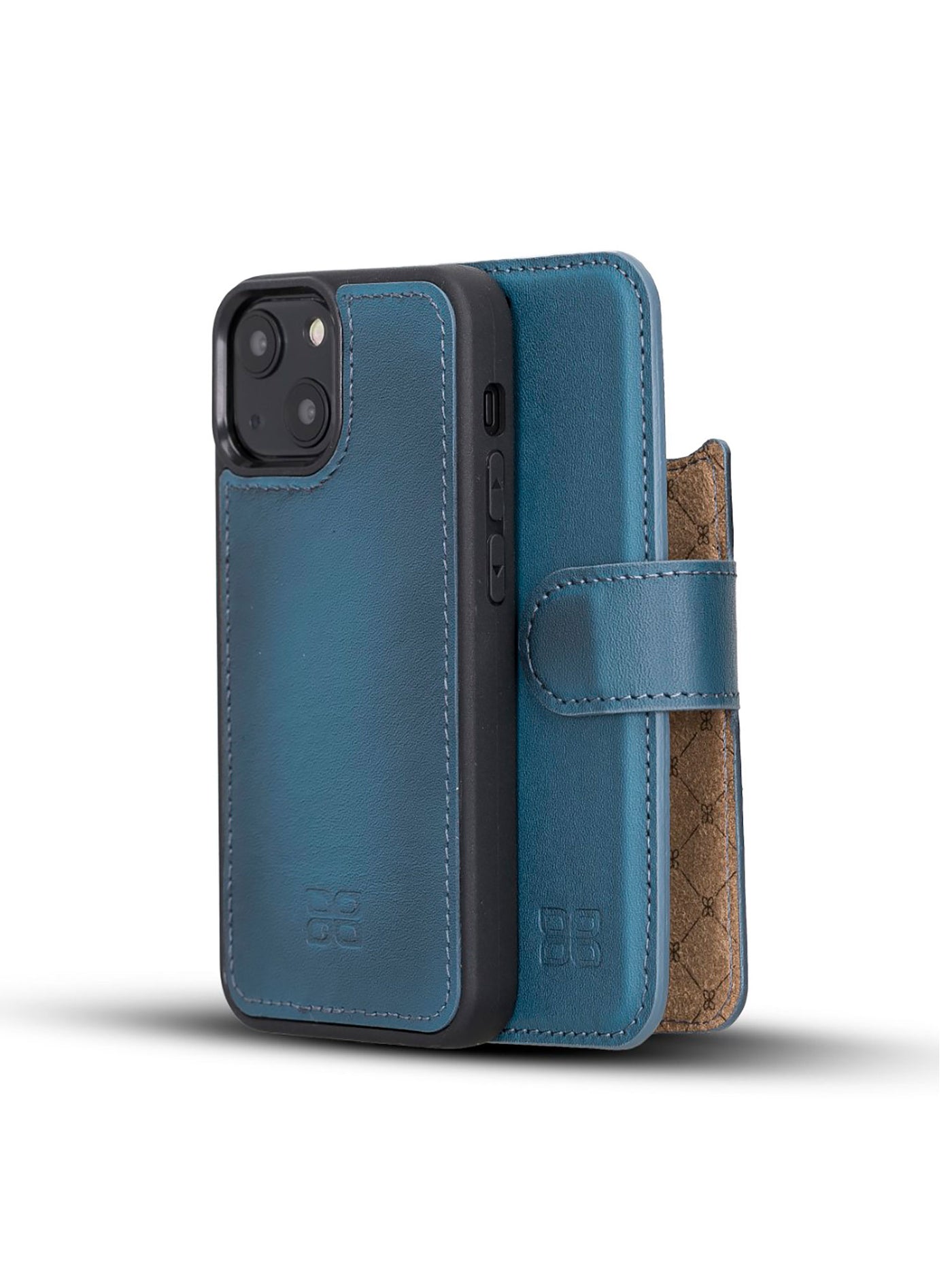 Plånboksfodral med avtagbart magnetskal i äkta läder för Apple iPhone 13 MINI Bouletta Alpina- Navy #color_navy