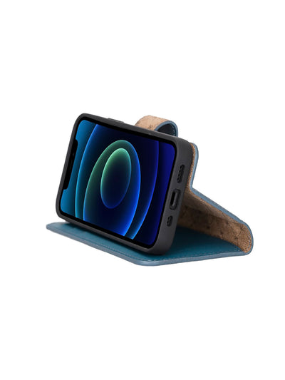 Plånboksfodral med avtagbart magnetskal i äkta läder för Apple iPhone 13 MINI Bouletta Alpina- Navy #color_navy